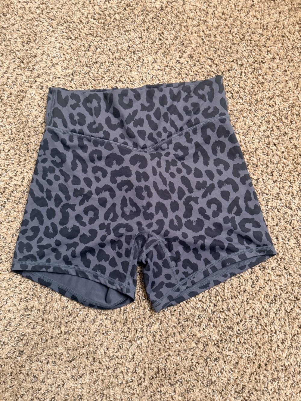 Athleta Dark Gray Leopard High-Rise Athletic Shorts